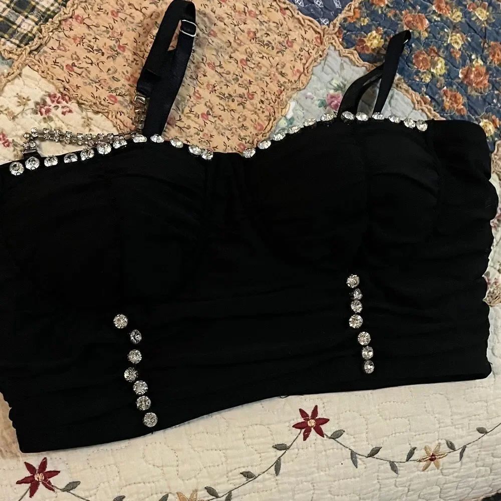 Haute monde rhinestone bra top